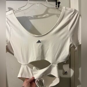 Adidas-size XL- white RUI cropped top that ties at waist in back. NWT.